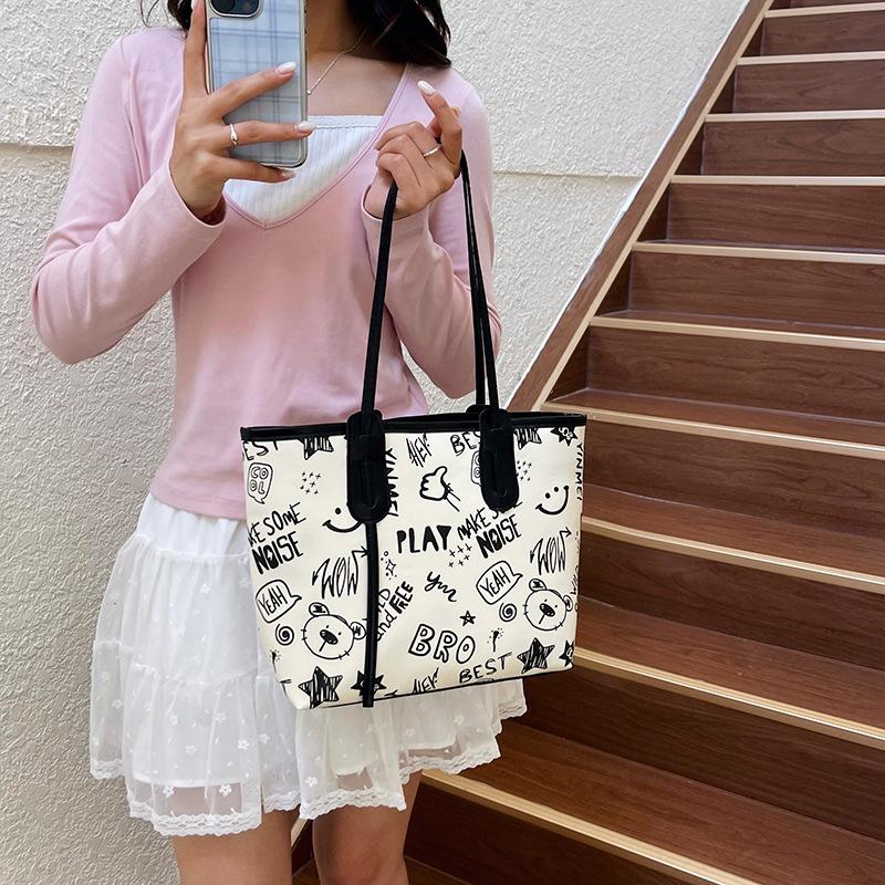 Neuer Stil Einfache Canvas-Tasche Damen-Handtasche Umhängetasche Studenten All-Match-Handtasche Pendler Große Kapazität Schminktasche Mehrere Taschen