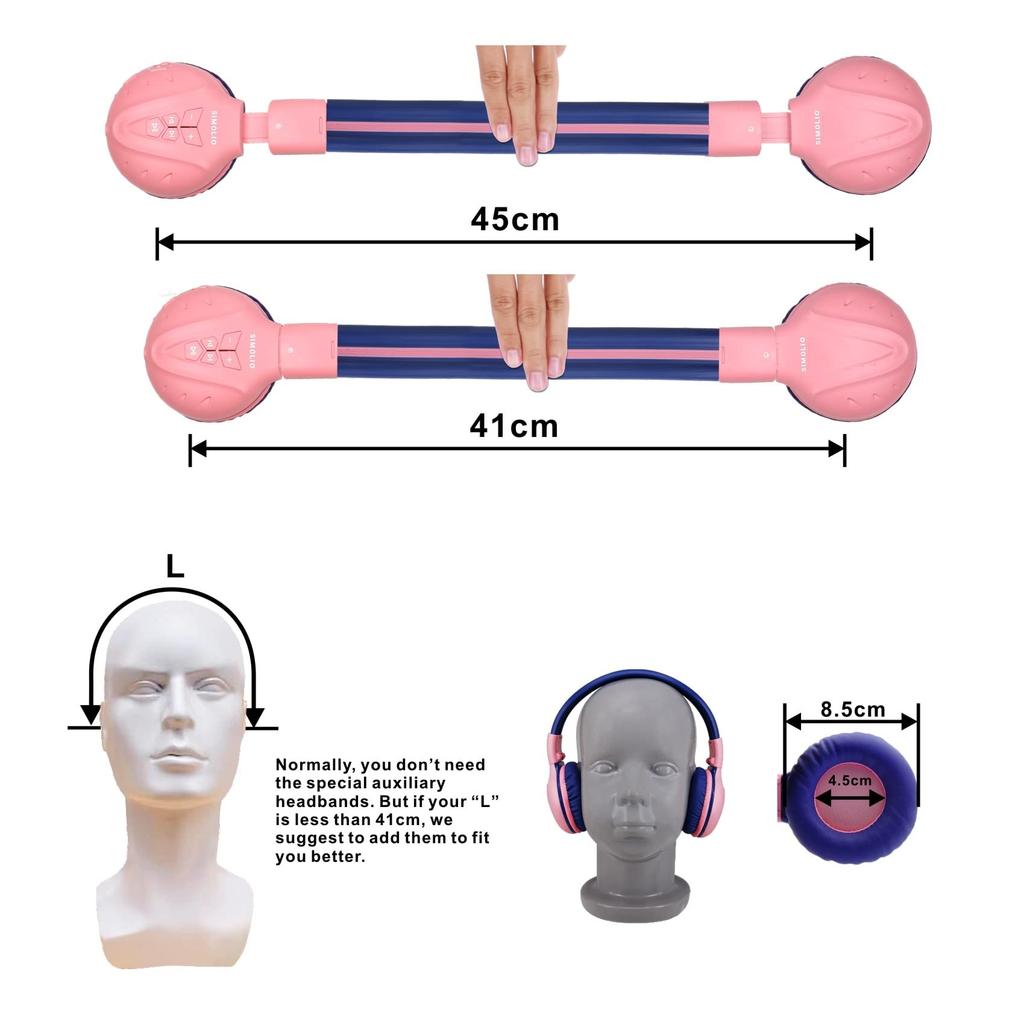 SIMOLIO Kids' Headphones, Bluetooth 5.0, Three-Level Volume Limit, Built-in Microphone, Sharing Port, Volume Control, Wired and Wireless Compatible,
