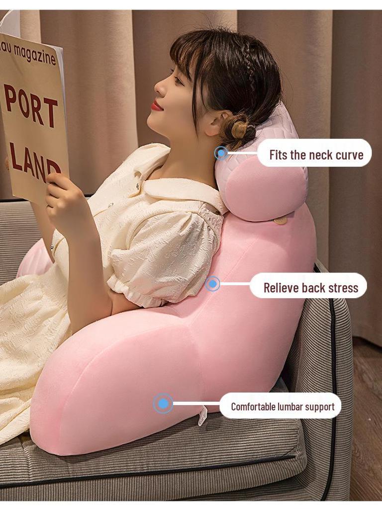 Large Latex Backrest Pillow: Soft Headboard Cushion for Bed, Sofa, Dorm, or Tatami.