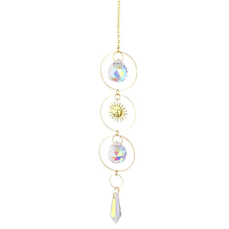1pc Crystal Suncatcher Moon Stars Pendant Chain Pendant Room Window Hanging Decoration Dream Rainbow Gift Catcher