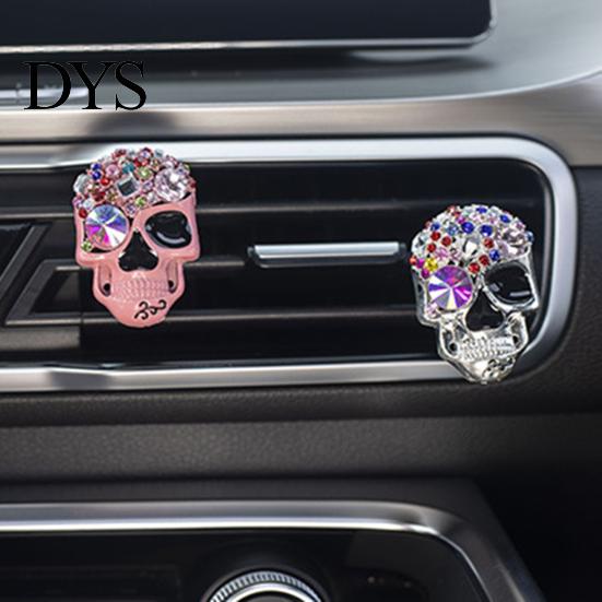 Skull Car Air Freshener Bling Vent Clips, Rhinestone Diffuser Clip, Shiny Personalized Outlet Decoration Conditioner Decoration, Funny Auto