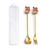 Christmas Cartoon Snowman Spoon & Fork Set - Cute Dessert Cutlery Gift