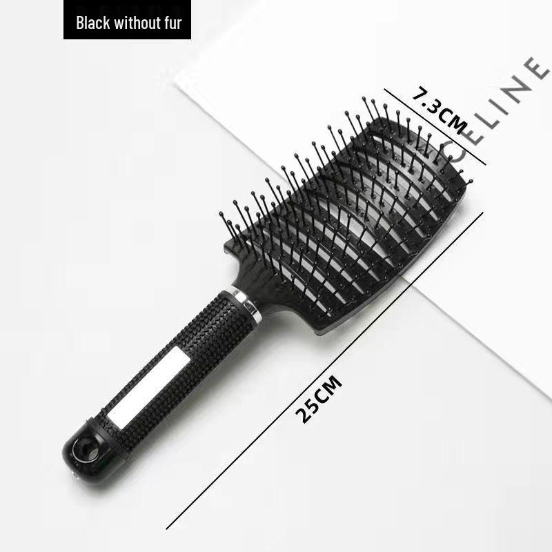 Yangzi Red Fluffy Curved Pig Bristle Hairdressing Comb for Smooth Styling and Massage
