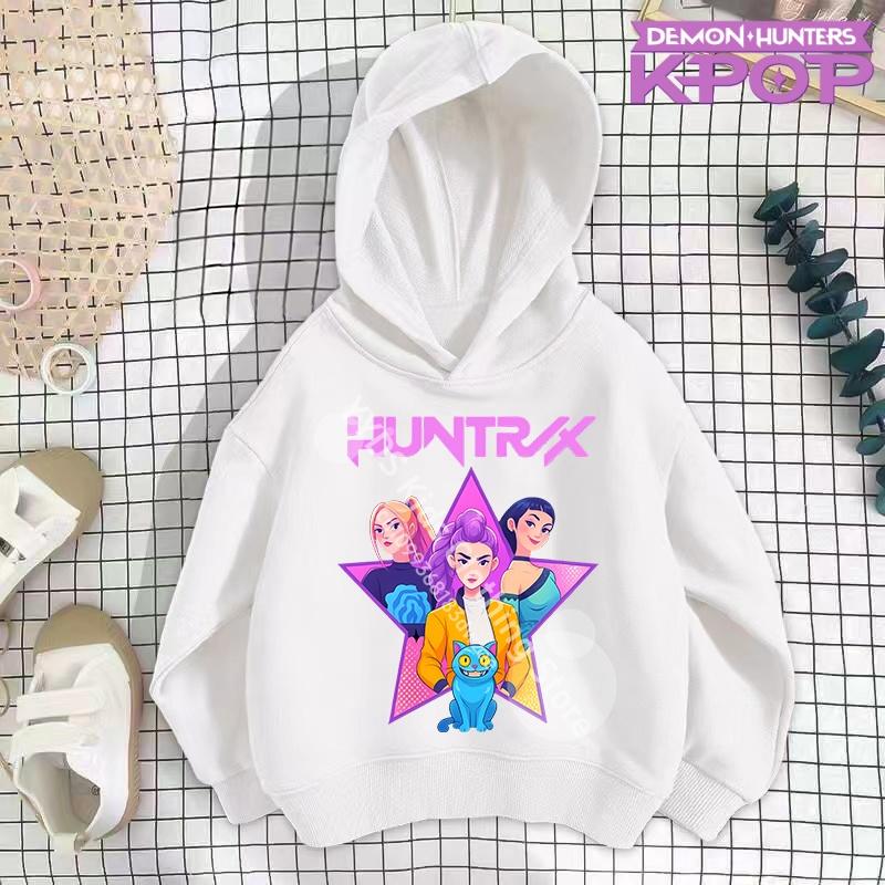 Y2K KPop ציידי שדים קפוצ'ונים נערות מתבגרות בנים רומי KPop ציידי שדים קפוצ'ון סתיו קז'ואל שרוול ארוך בגדי ילדים