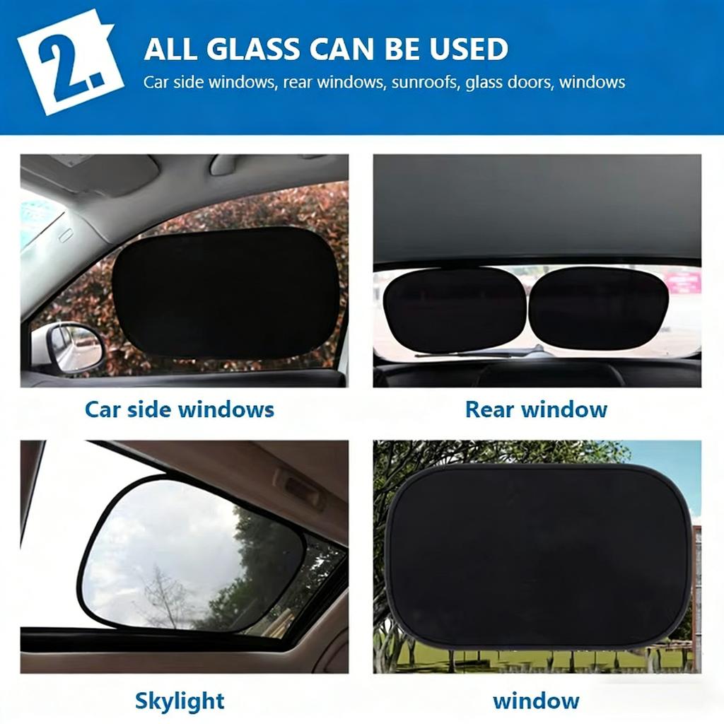 MOBIDEA  2PCS Car Electrostatic Sunshade UV Protector Self Adhesive Car Side Window Mesh Sun Visor Summer Protection Film 50x30