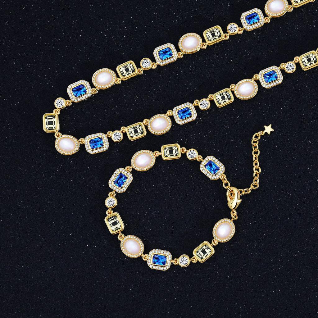 Hip Hop Farbiger Edelstein Halskette Zirkon Schmuck Accessoires Damen High Sense Leichter Luxus Schlüsselbeinkette