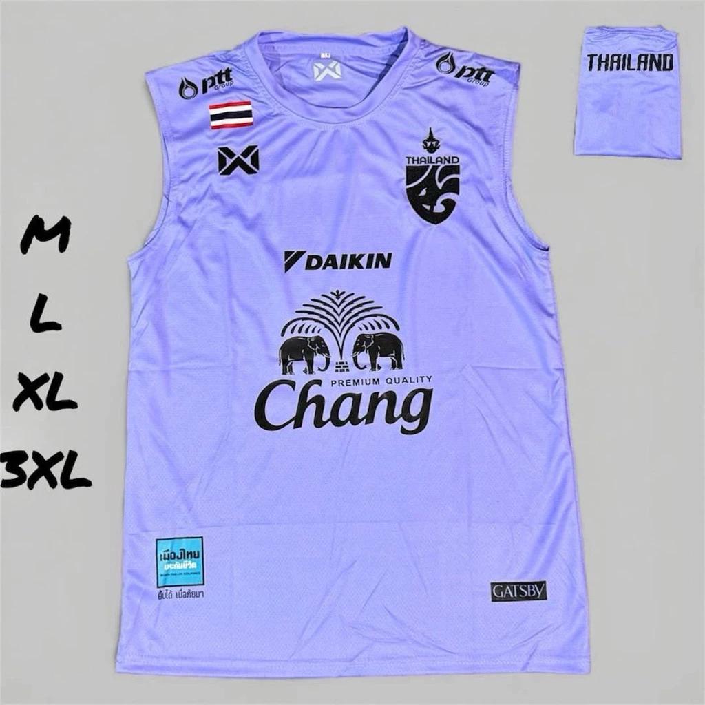 THAILAND National Football Soccer Print JERSEY Tank Top Vest Sleeveless Quick Dry Shirt Round Neck Polyester Uniform Elephant Logo Sport Outdoor