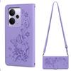 Elegante Schmetterling-Blumen-Flip-Leder-Handyhülle für realme 14T 5G Mit langem Schultergurt und Handgelenkschlaufe Abdeckung