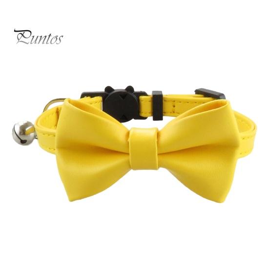 

Ошейник для кошек, регулируемый галстук-бабочка из искусственной кожи, ошейник для домашних животных для котят, кошек и щенков, выпускной, свадьба, день рождения, ошейник для вечеринки с медным колокольчиком жёлтый
