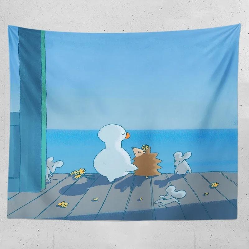 Cartoon Duck Decorative Tapestry Home Wall Living Room Office Decorative Tapestry