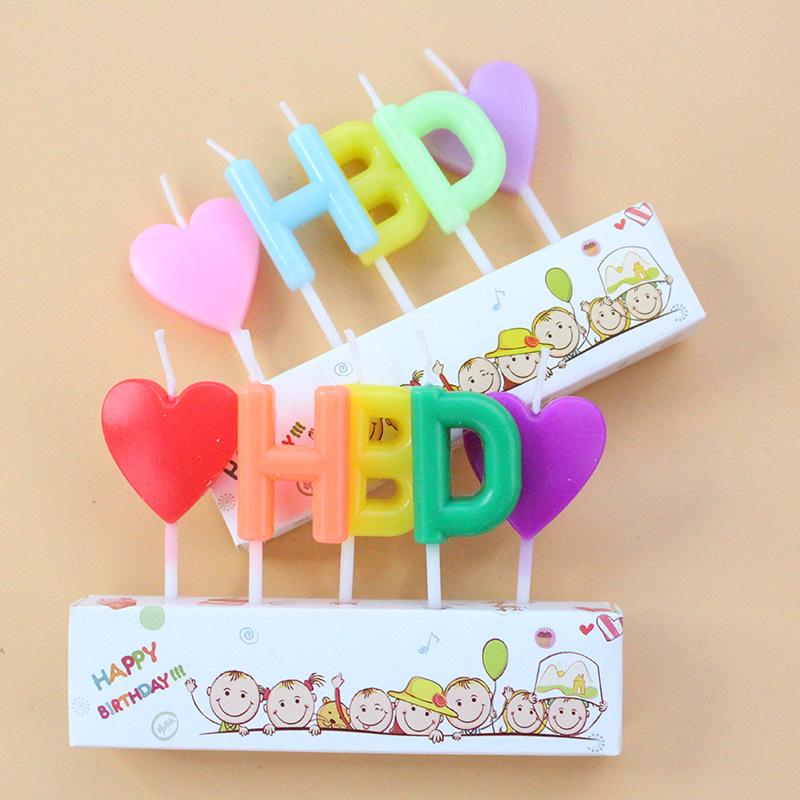 New Colorful HBD English Letter Candle Creative Party Party Baking Birthday Cake Love Candle