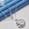 925 Sterling Silver Rose Flower Pendant Necklace Jewelry