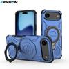 KEYSION Shockproof Magnetic Case for iPhone 17 Pro Max TPU+PC Upright Live Metal Ring Stand Phone Back Cover for iPhone 17 Air