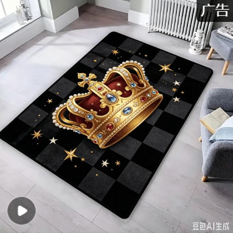 Tappeto Grande Area più Recente Nero Oro Regina Re Corona Testo Antiscivolo Coppia Soggiorno Tappeto per Pavimento