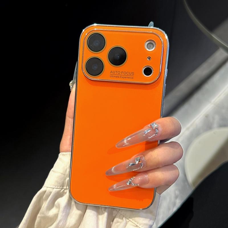Luxury Crystal Glass Large Camera Original Matte Case for iPhone 17 16 15 14 13 Pro Max 17Promax Shockproof Plating Armor Funda