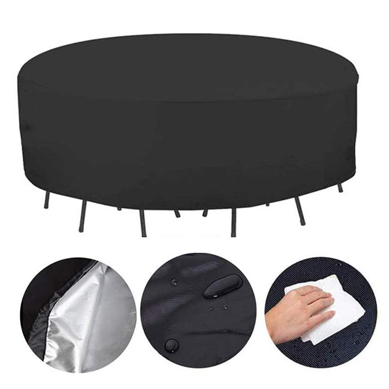 12 Sizes Round Furniture Cover 210D Heavy Duty Patio Furniture Covers Waterproof Dustproof Outdoor Table Chair Protective Cover