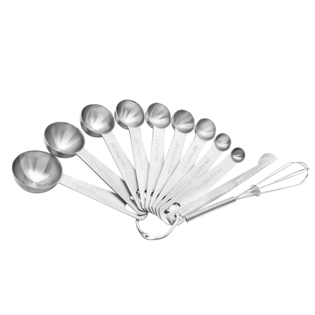11-Piece Stainless Steel Measuring Spoon Set – Precision Metric & Imperial Measuring Spoons for Baking & Cooking