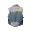 American Ripped Denim Vest Men's and Women's Summer Trendy Brand Sleeveless Vest Vest Trendy Stand-up Collar Tooling Jacket Jacket