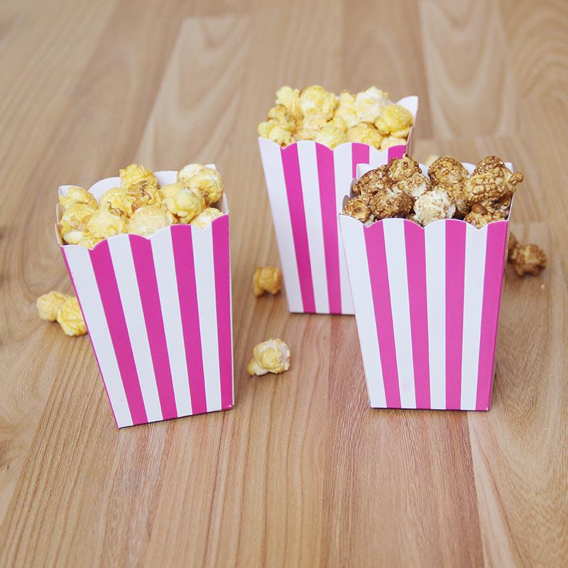 Gold and Silver Hot Stamped Six-Color Popcorn Box for European and American Banquet Dessert Table Decor.