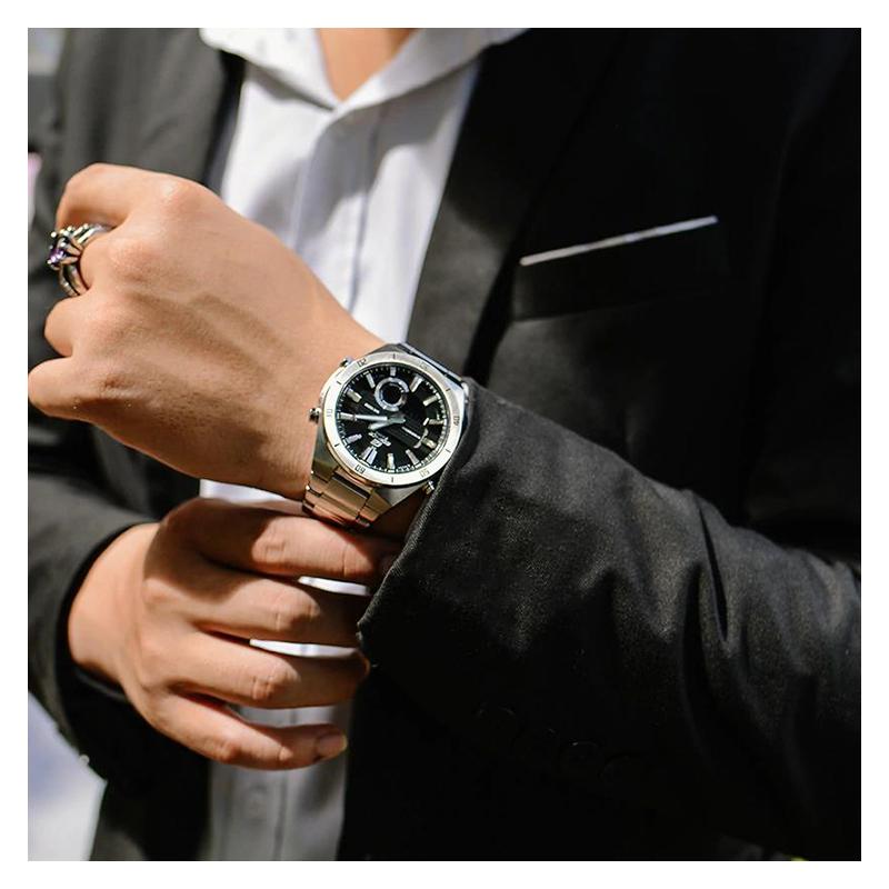 Casio CASIOEDIFICE serisi 100 metre su geçirmez kuvars mekanizma paslanmaz çelik kayış Japon ve Kore saati erkek saati siyah kadran ERA-110D-1A