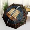 Celtic Music Craft Pattern Umbrella, Portable and Foldable Design, 8 Ribs, a Casual Accessory for Halloween, Christmas, and Birthday Gifts.