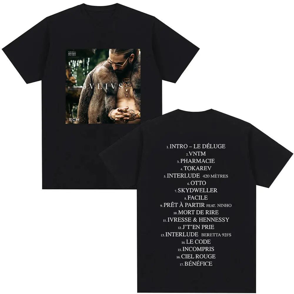 Hip Pop Y2k Music Tshirt Rapper JVLIVS SCH Tour Album 2026 Graphic T Shirts Vintage Fashion Tshirt Hip Hop Clothing Unisex XL