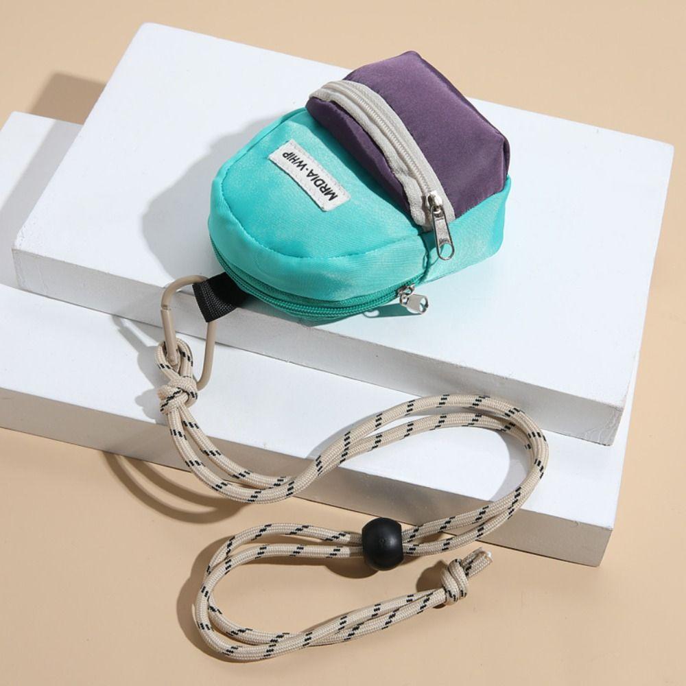 Neck Hanging Coin Purse New Polyester Earphone Storage Bag Mini Wallet Anti-theft Contrasting Color Small Key Bag