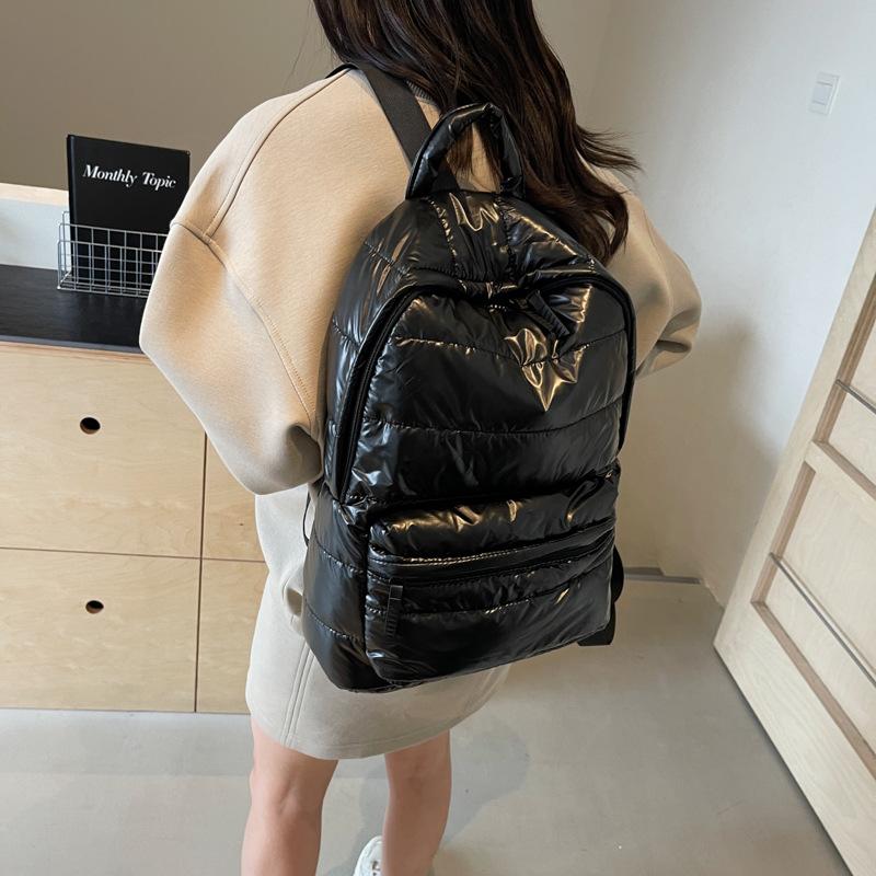 New Popular Cotton Clothes Backpack Women's Casual Versatile Space Cotton Backpack Large Capacity Lightweight Bag