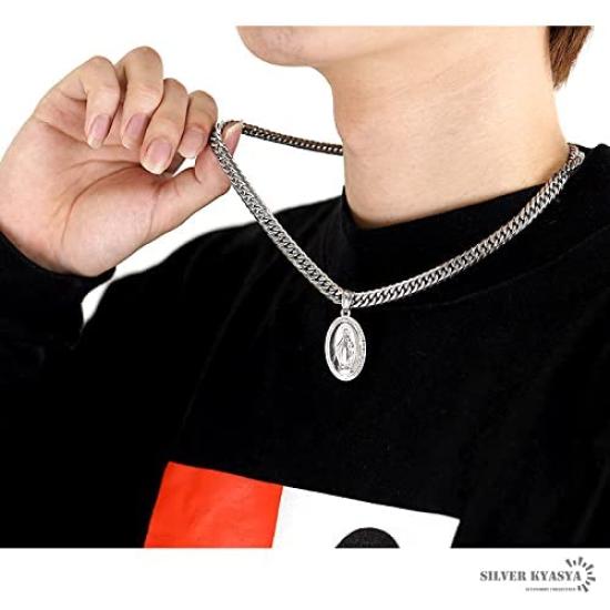 Naszyjnik z podwójnym cięciem Kihei Cudowny Medalik Srebrny Srebrny Wisiorek HIPHOP Seria B 50cm 60cm Ekskluzywne PUDEŁKO w zestawie [srebrny KYASYA] 6-stronny