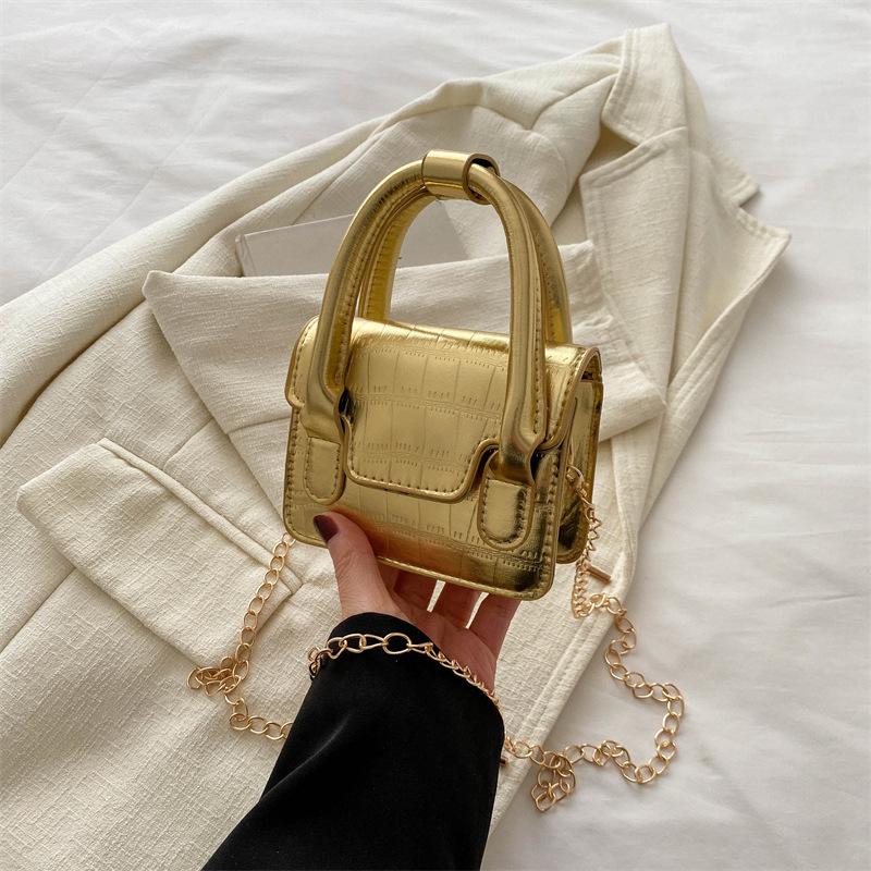 Modische schlichte kleine quadratische Tasche 2025 Sommer neuer Modetrend Einzel Schulter Steinmuster glänzend Crossbody-Tasche ist dieses Jahr beliebt