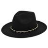 Chain woolen british retro jazz hat large brimmed hat woolen ancient large brimmed hat black hat