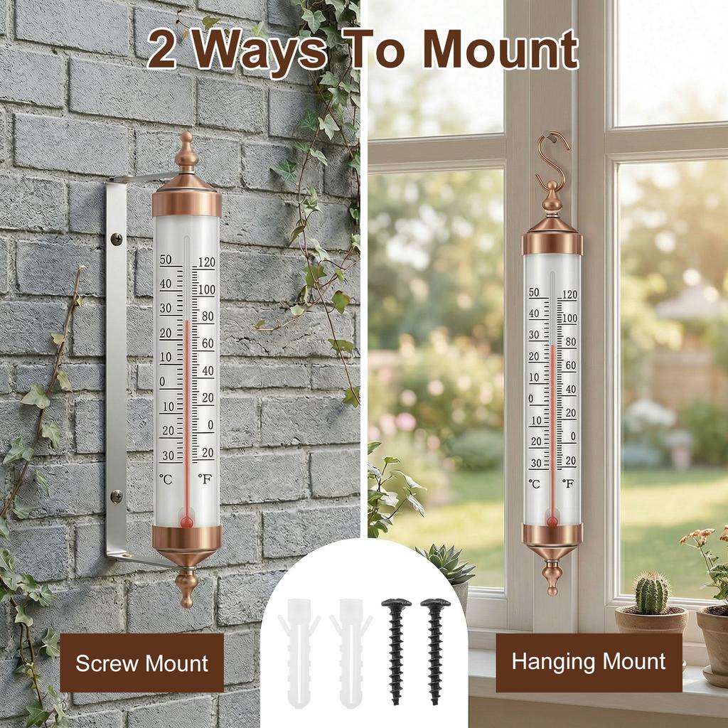 Buiten thermometer Decoratieve Buiten thermometer Waterdicht Geschikt voor Buitenmuur Raam Tuin Kas Terras Garage