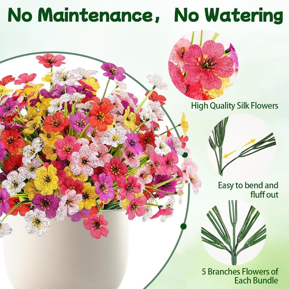 2/4Pcs 35cm Artificial Flowers for Outdoors UV Resistant Fake Flower Greenery Shrub Plant Home Garden Porch Patio Wedding Decor