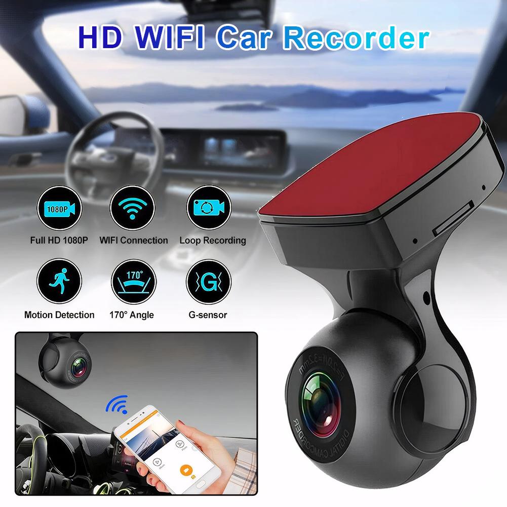 Car Dash Camera 1080P HD Driving Video Recorder 170 Degree Built-in WiFi DVR w/Night Vision Motion Detection G-Sensor Car Camera