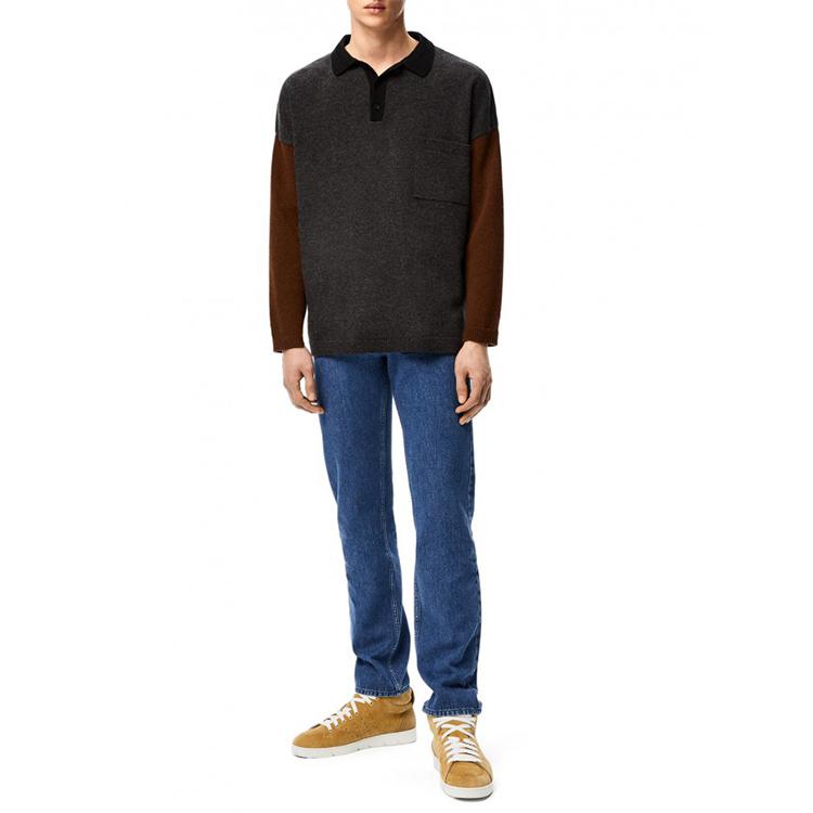 LOEWE Polo Shirts Men's Dark Gray Polo Collar Moderate Straight Fit H52633-3X84-1204