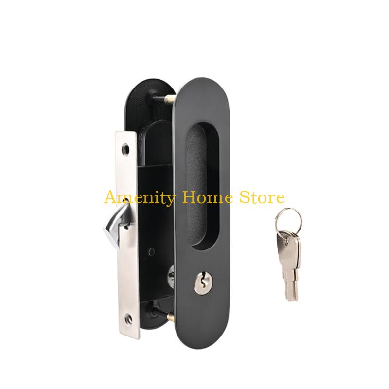 

F26C Heavy Type Concealed Door Lock Zincs Alloys Hardwares Thick Door Handles Lock for Cabinets and Wardrobes чорний