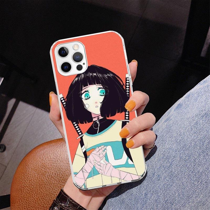 Japanese Style Anime Girl Phone Case For iPhone 17 Air 16 Pro Max 16E 15 + 14 Plus 11 12 13 Mini 7 8 SE Gift Print Cover Fundas