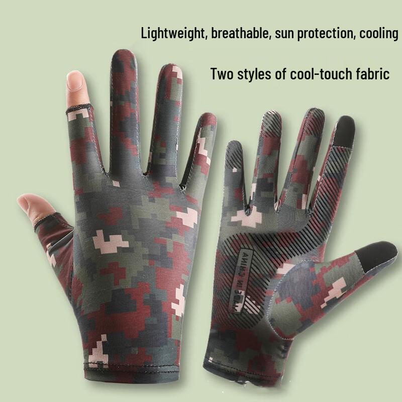 

Maihan New Summer Ice Silk Camouflage Two-Finger Gloves 3-Pack M