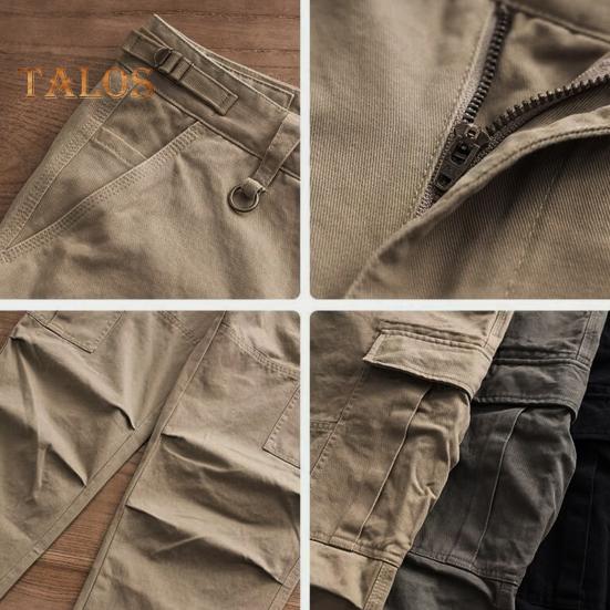 Men Cargo Pants Loose Solid Color Vintage Style High Street Style Wide Leg Straight Leg Multi Pockets Streetwear Outdoor Travel Trousers