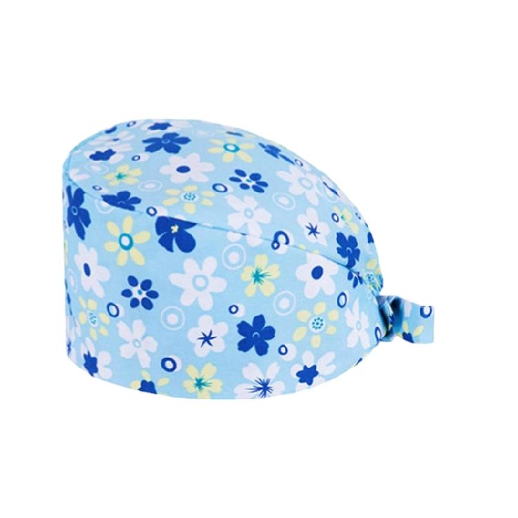 Stretchable Surgical Cap Cotton Material Slip Resistant Design Patterned Scrub Hat for Clinics