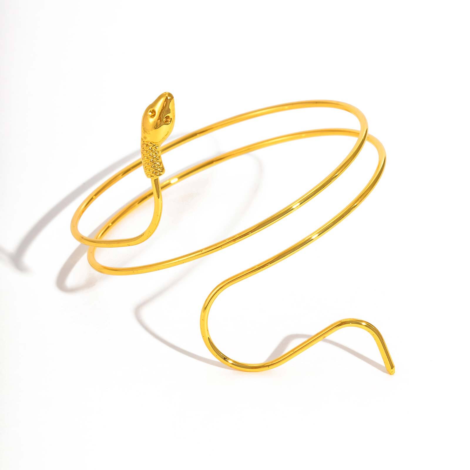 

Vnox Snake Spiral Arm Bracelet For Women, Simple Stainless Steel Cuff Armband, Fashion Armlet Jewelry Wholesale