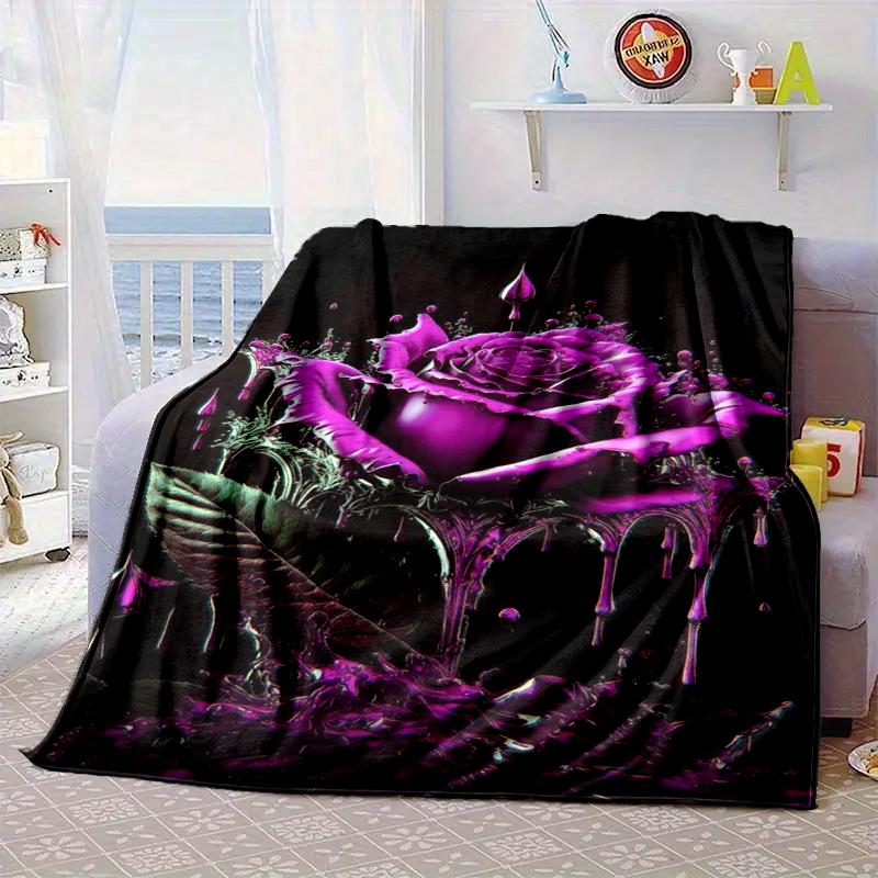 Red Roses On Black Background Blanket Flannel Blanket Throw Blanket Sofa Cover Blanket Soft Premium Blanket Picnic Blanket Tv Blanket Gifts