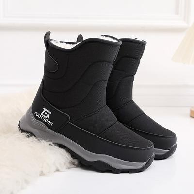 Bottes de Neige Hautes pour Femmes Hiver Fourrure Une Rembourrée Tissu Imperméable Confortable Fermeture Éclair Latérale Chaud Froid Léger Randonnée Imperméable Antidérapant