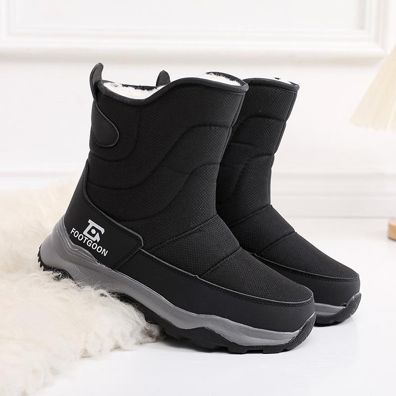 Women's Winter Fur One Padded Waterproof Fabric Cozy Side Zipper Warm Cold Lightweight Hiking Waterproof Anti-slip High Top Snow Boots