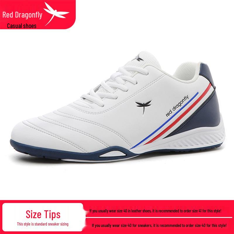 Red Dragonfly Men s White Breathable Soft Sole Running Shoes: Summer & Autumn Versatile Casual Sports Footwear 39