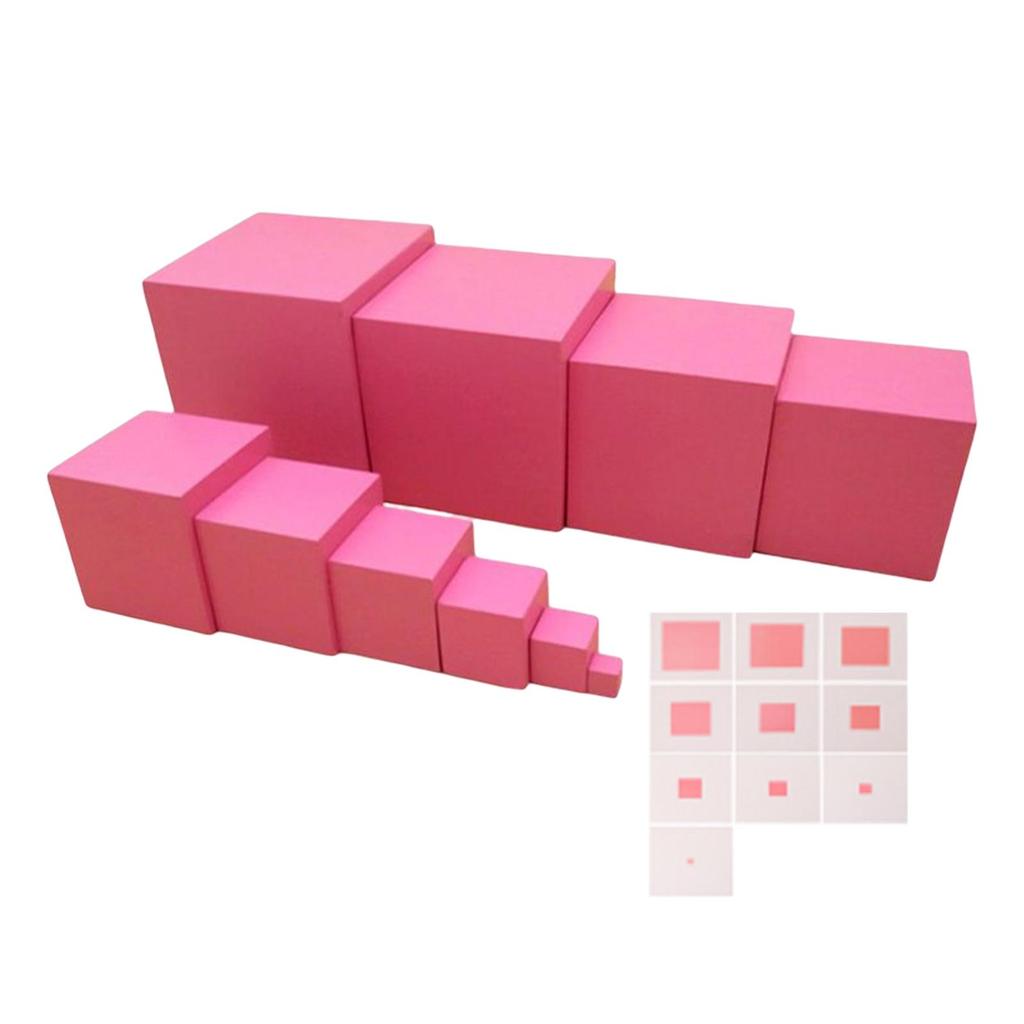 Montessori Learning Pink Tower Practical Skills Developing Educational Toy for Toddler Age3+