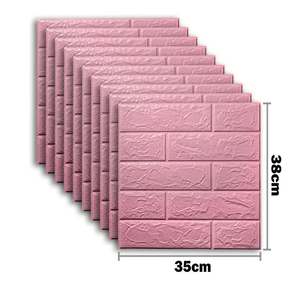 10pcs Self Adhesive Decor 3D Foam Wall Stickers Pane Room Waterproof Peel and Stick Brick Wallpaper for Interior Decoration