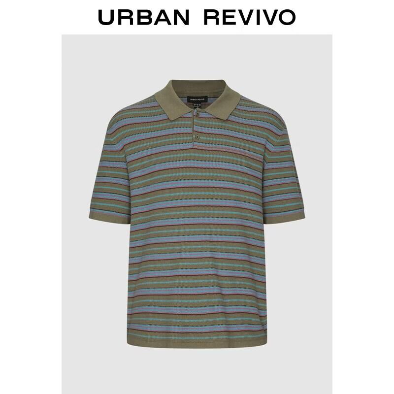 Men's Retro Striped Knit Polo Shirt