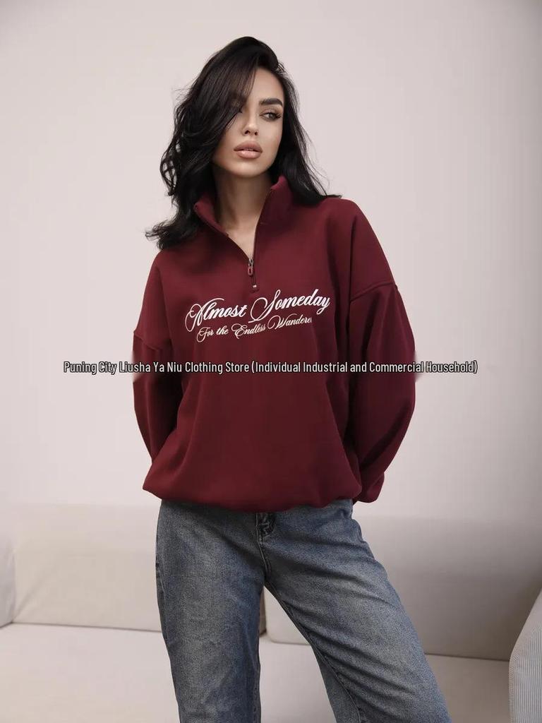 Women's Hip Hop Chic Printed Slimming Lapel Zipper Hoodie