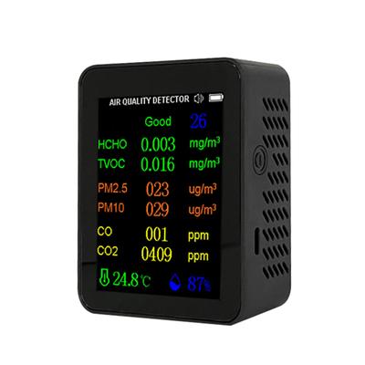 Portable Air Quality Meter 9in1 PM2.5 PM10 CO CO2 TVOC HCHO AQI Temperature and Humidity Tester Color Screen Carbon